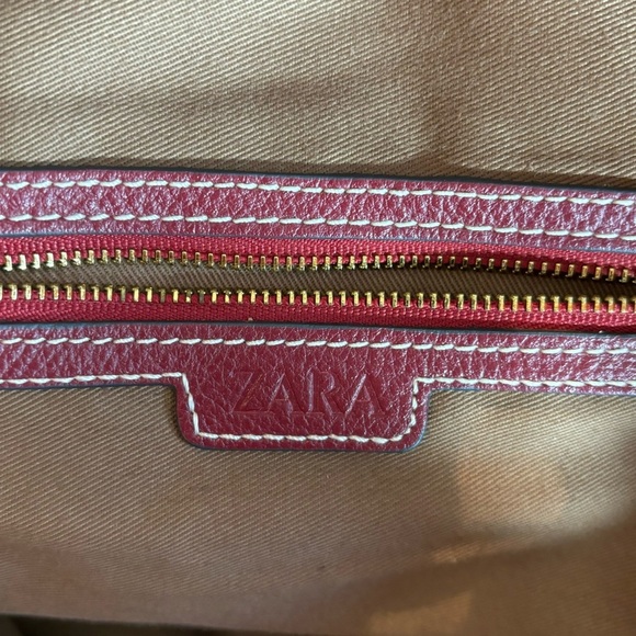 ZARA Handbag Braided. handle Leather Snap Closure Several Compartments Satchel - Picture 15 of 16